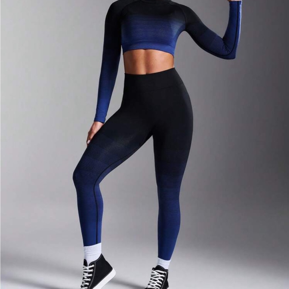 Stylish Black and Blue Women's Gym Set